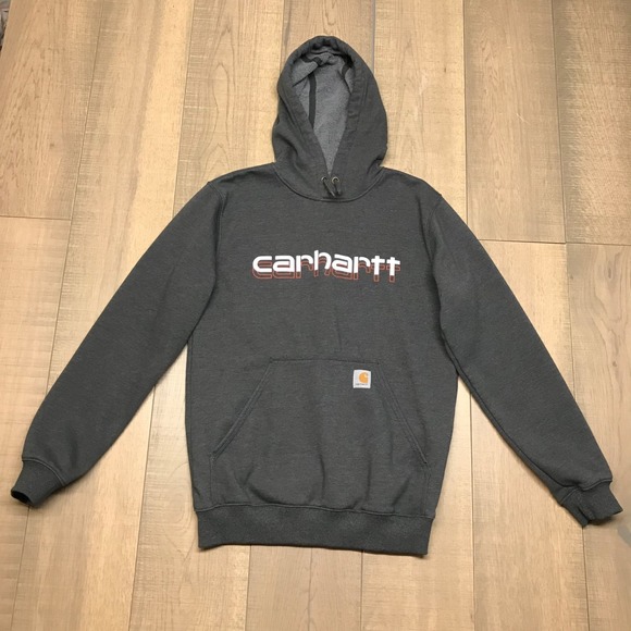 Carhartt Other - Carhartt Hoodie Sweatshirt Mens Size S Gray Rain Defender Loose Fit Logo Graphic